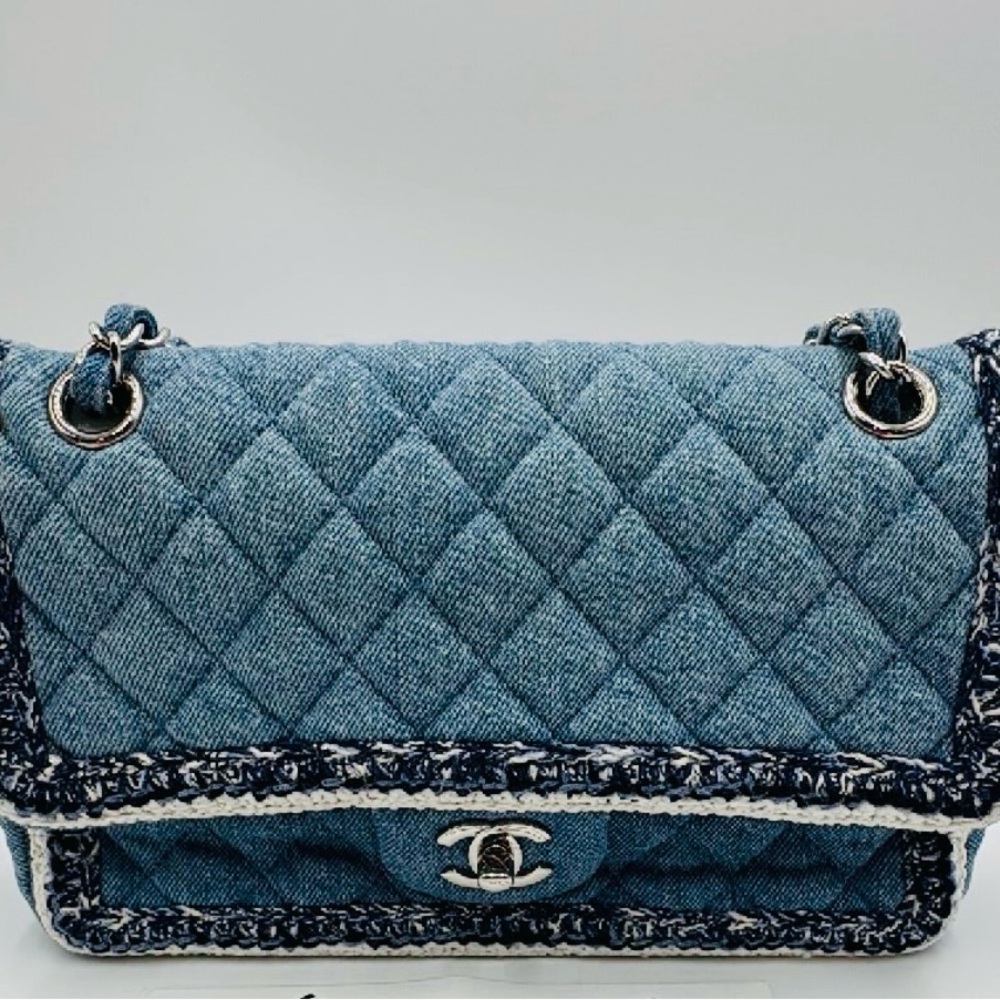 CHANEL Denim Blue Quilted Shoulder Bag